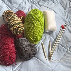 Colorful Yarn and Knitting Needles Set